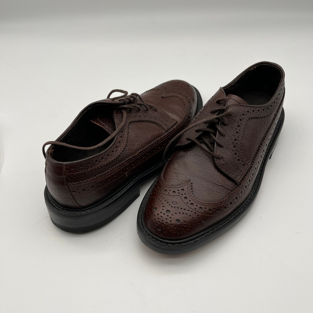 Hitchcock Mens 5 Brown Pebble Grain Leather Wingtip Brogue Shoes L134